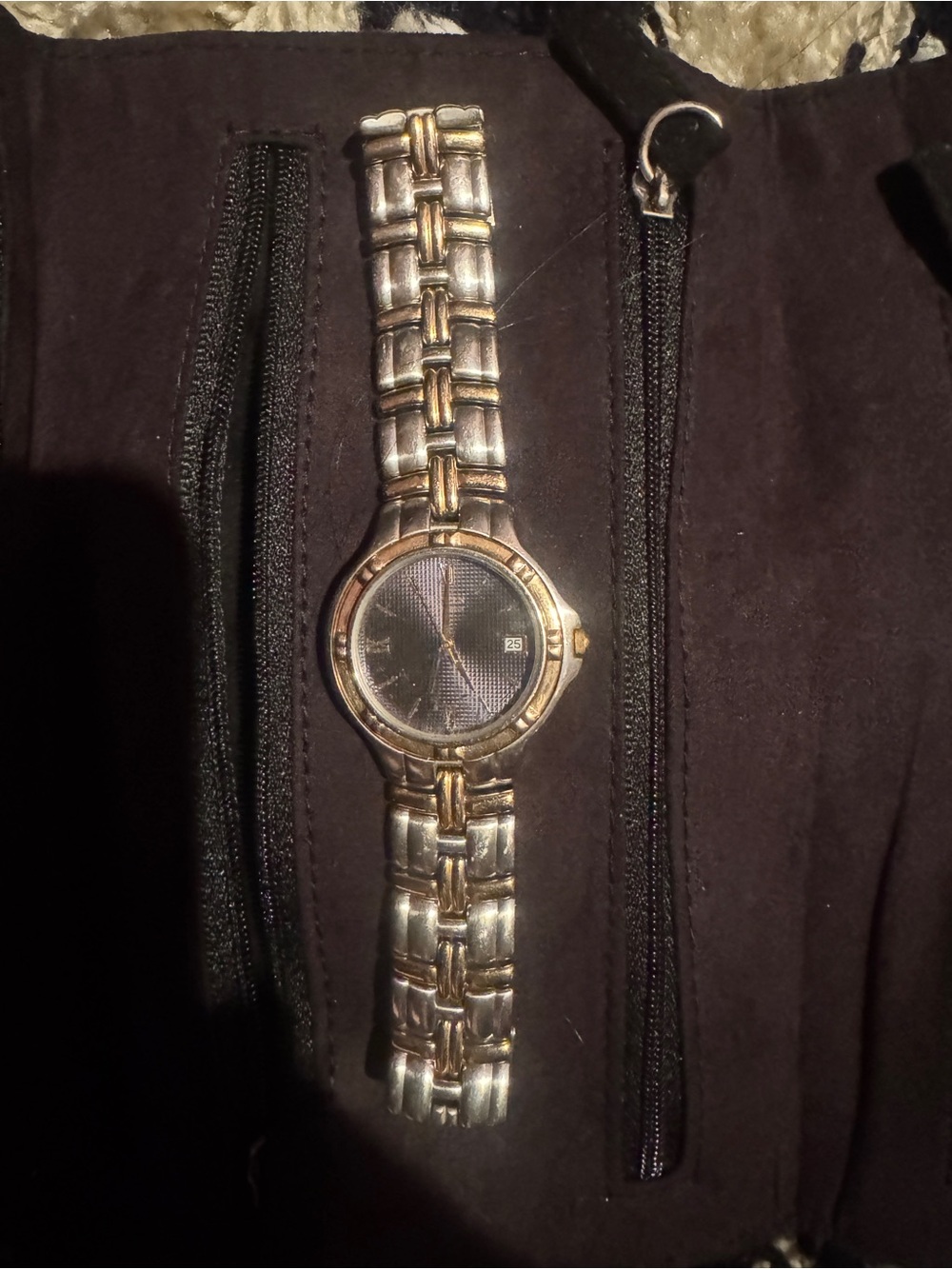 Citizen Two-Tone Silver and Gold Bracelet Watch with Dark Dial